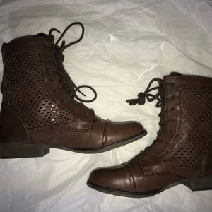 Brown Lace up combat boots